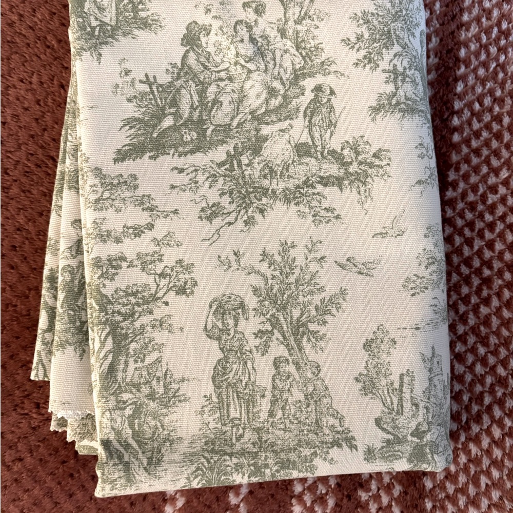 VTG Waverly Pastoral Fabric Home Decor Upholstery Victorian Cream Green 2yd